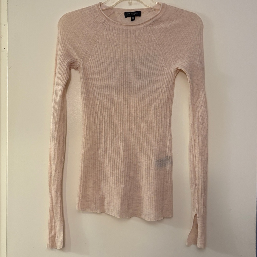 Rag & Bone Women’s Ribbed Wool Beige Lightweight Sweater, size‎ XS
